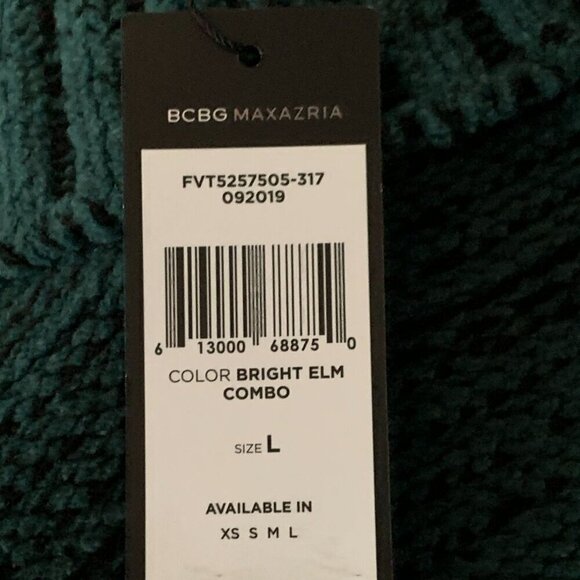BCBGMaxAzria Womens Green Textured Ribbed Trim Turtleneck Sweater NEW Large - Picture 4 of 8